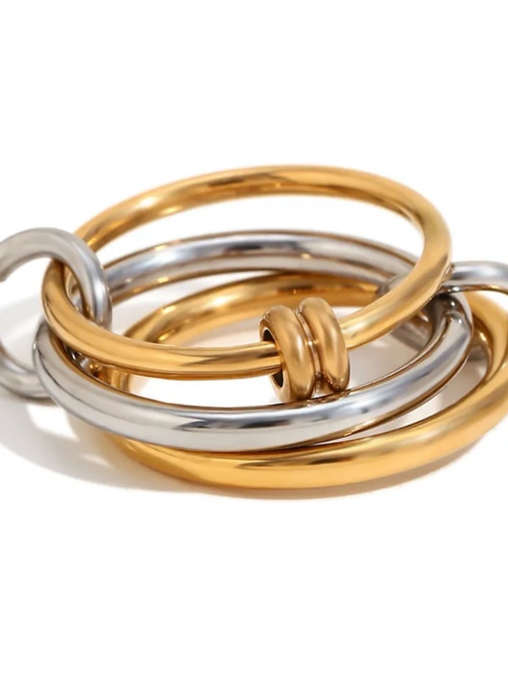 Modern 18k gold plated Stackable Two-Tone Gold and Silver Women’s Ring Set S 6